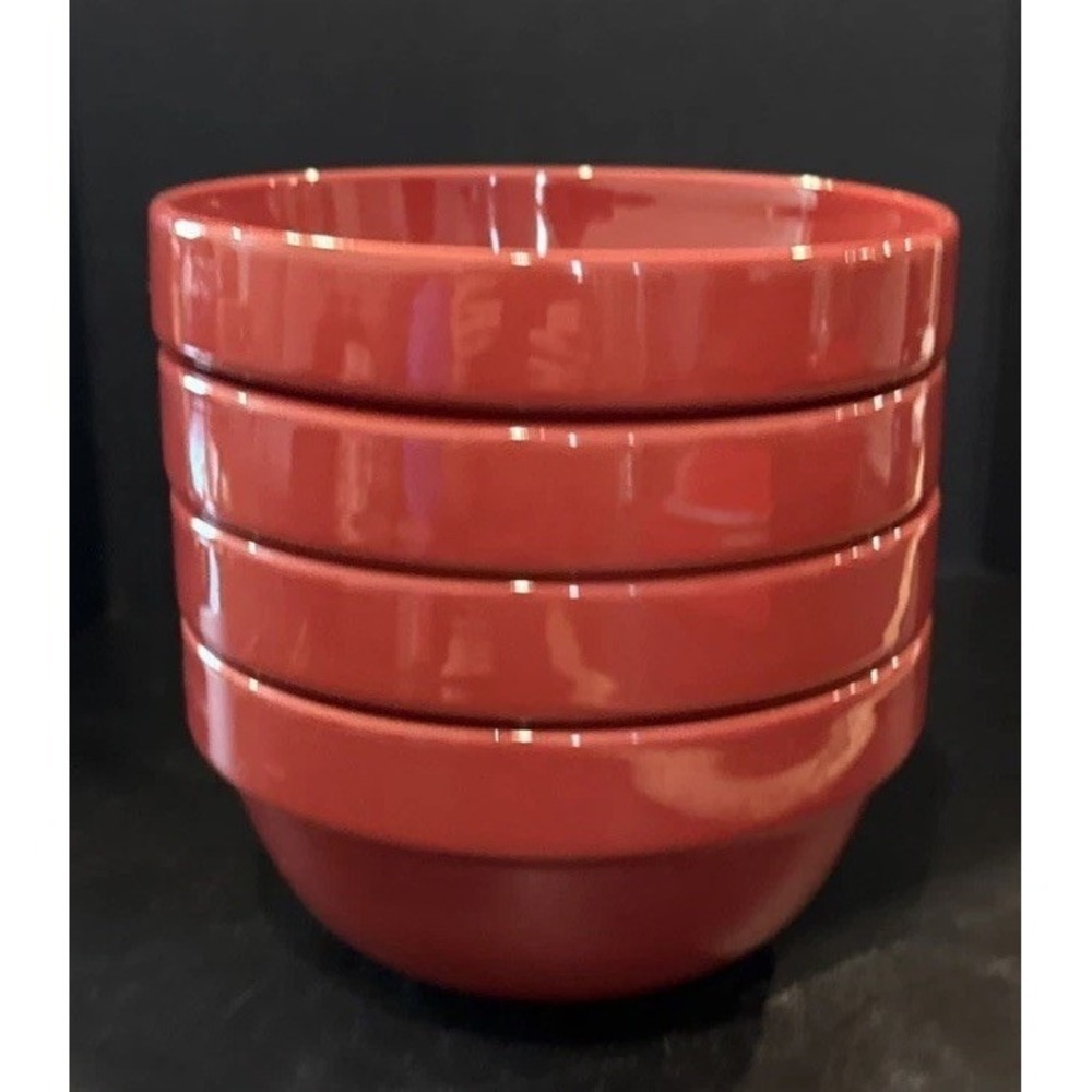 Mainstays Red Stoneware Stackables Cereal Salad Soup Bowls Bowl Set Of 4